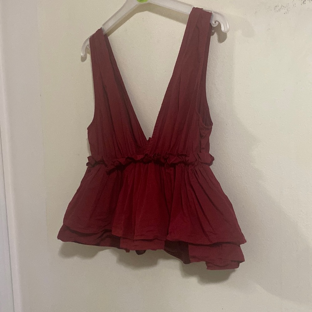 Red Ruffle Zara Top/ blouse